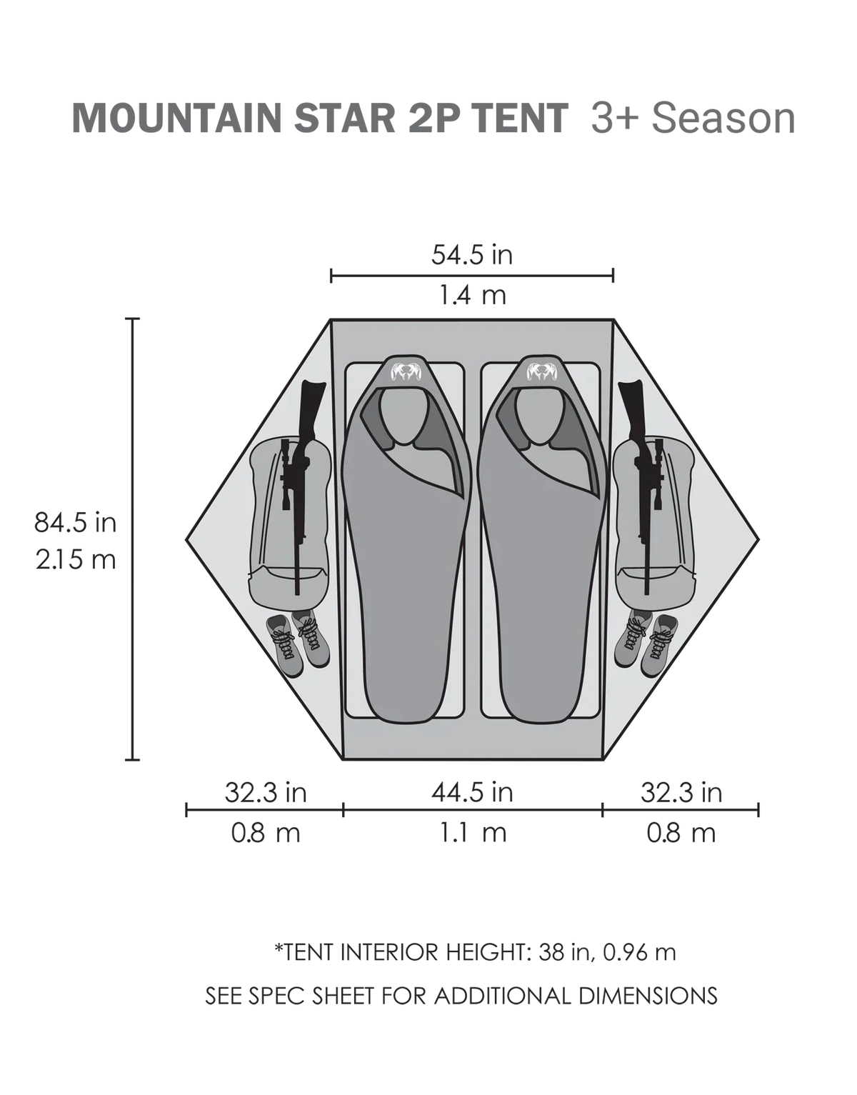 Mountain Star 2 Person Tent Set | Gunmetal-Orange