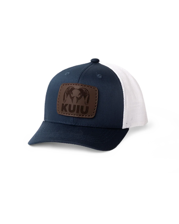 Youth Leather Patch Mesh Back Hat | Navy/White